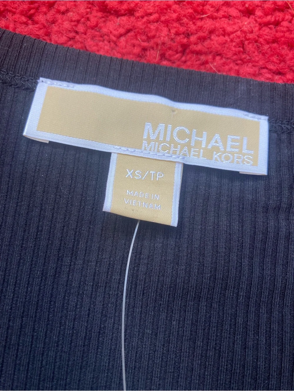 Michael Kors Black Ribbed Tank with Gold Stud Trim Women’s XS